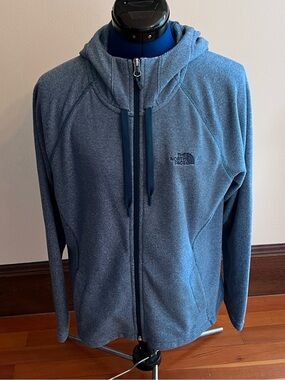 The North Face Mezzaluna Blue Striped Full Zip Fleece Hoodie Size L